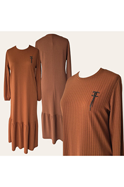 HESNA ETEĞİ FIRFIRLI ELBİSE