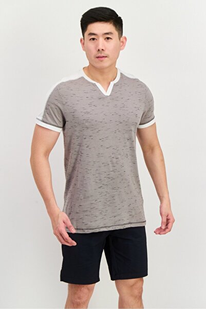 Company Eighty One Men V-Neck Short Sleeve Heather T-Shirt, Grey