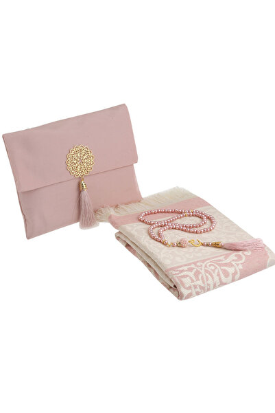 Modish Group Portable Prayer Beads Set - with Slub Pouch, Taffeta Prayer Rug and Pearl Vav