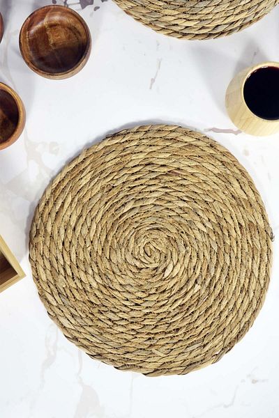 SepetçiBaba 35 cm Thick Weave - 1 Piece Wicker Plate, American Service