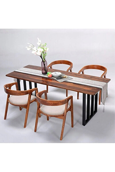 HFAY Ahşap Özel Tasarım Ceviz Renk Yemek Masası Mutfak Masası 150x80