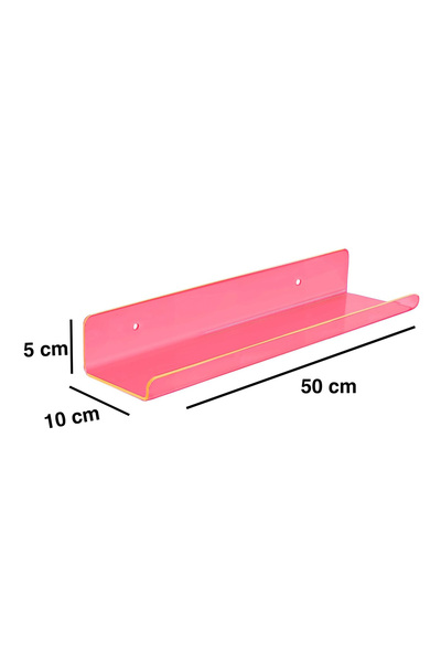 Trend Pleksi Transparan Neon Pembe Duvar Raf (50cm x 10cm)