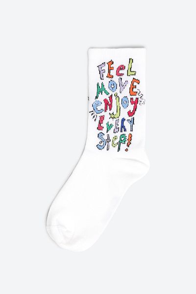 Hype of Steps Our Motto - Slogan White Socks