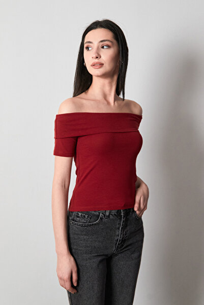 Fulla Moda Basic Madonna Collar Blouse