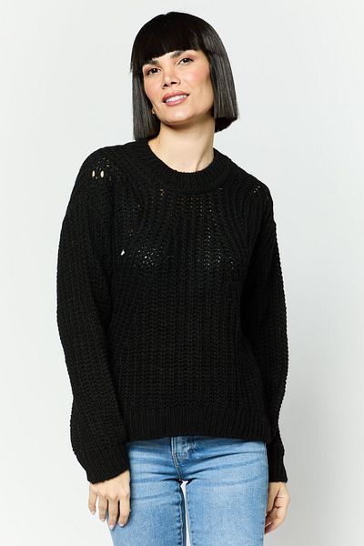 Esprit Women Crew Neck Knitted Sweater, Black