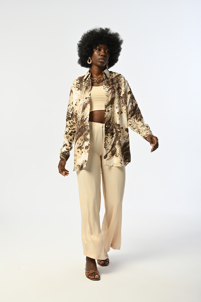 Orfeo Negro Women's Mixed Patterned Oversize Cut Shirt