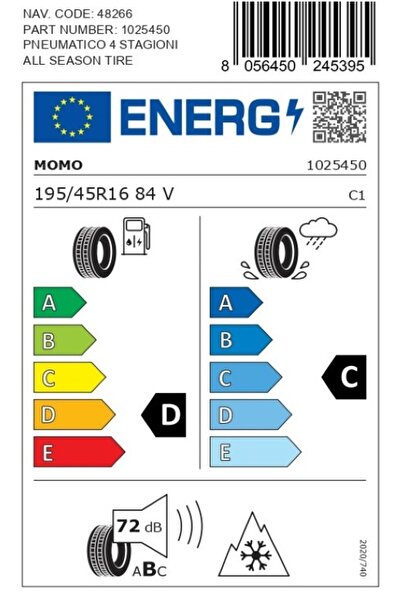 Momo 195/45 R16 84v Xl M4 Four Season Oto Dört Mevsim Lastiği - ( Üretim Yılı: 2025 )
