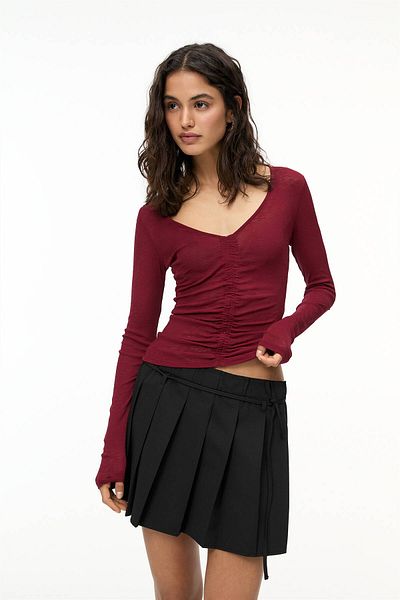 Pull & Bear Long sleeve T-shirt with gathered detail