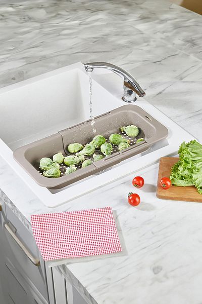 AC BOX Sliding Opening and Closing Vegetable Fruit Strainer Mink (Open 38.5 cm Closed 34.50 cm)