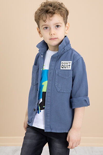 Cansın Mini Boy's 3-Piece Blue Jean Set - Shirt and Pants 20027