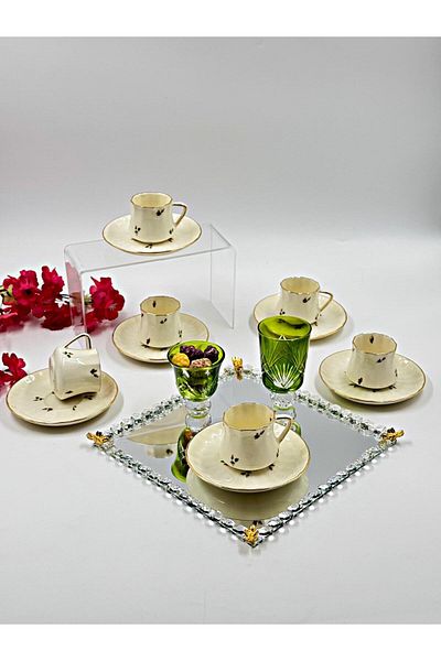 decovien 6 Persons Handmade Porcelain Coffee Cup Set