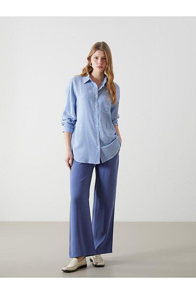LC Waikiki Cămașă oversize pentru femei XSIDE cu dungi din amestec de in
