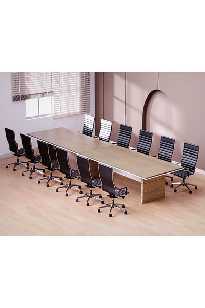 Mahmayi Zelda Conference Table Truffle Brown Davos Oak | Office Conference cum Meeting Table_480cm