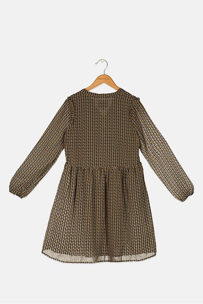 Pepe Jeans Kids Girl Allover Print Dress, Black Combo