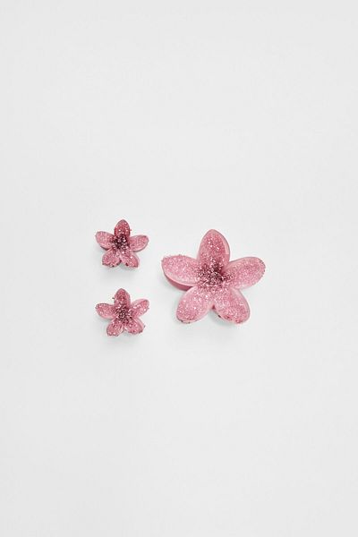 Stradivarius Set of 3 shiny floral hair clips