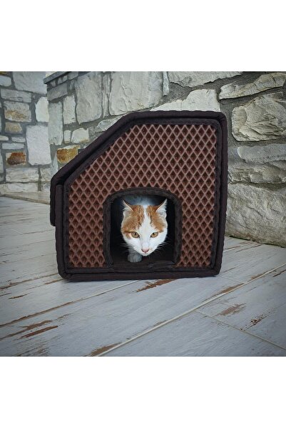 Bod Dış Mekan Yağmura Ve Soğuğa Dayanıklı Eva Kedi Evi Yuvası Kahve