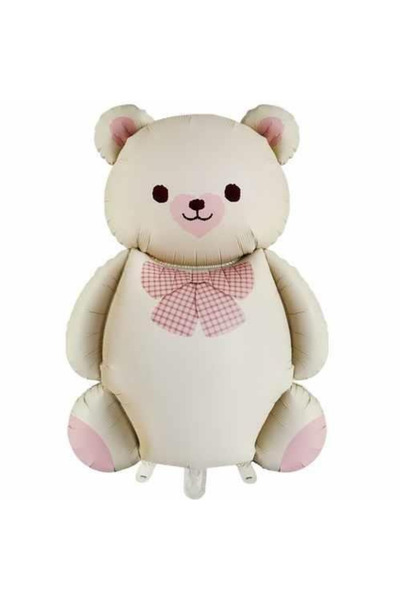 Paparti بالون من رقائق الدب الكبيرة باللون الكريمي مقاس 90 سم مع ربطة عنق منا...