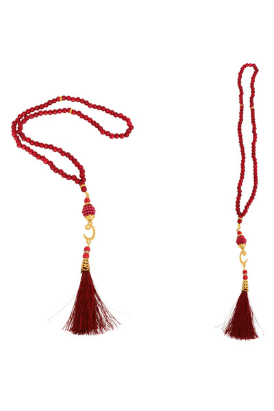 Modish Group Portable Prayer Set - Prayer Beads with Slub Pouch, Taffeta Prayer Rug and Pearl Vav