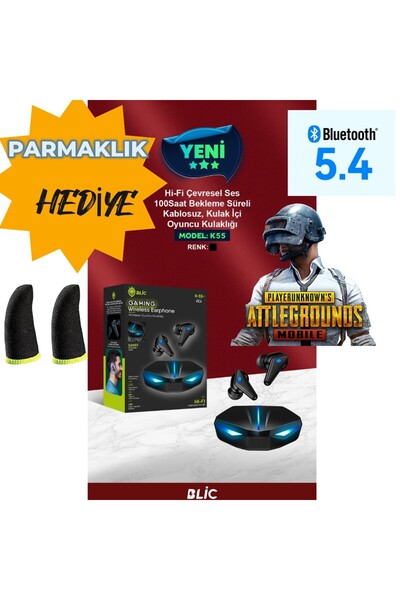 Genel Markalar K-55  Işıklı Kulakiçi Bluetooth Kulaklık Kablosuz Oyuncu Kulak...