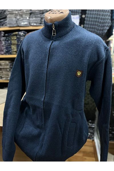 TCR Men's Knitwear Zippered Pocket Plain Pattern Cardigan
