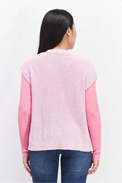 Esprit Women V-Neck Knitted Sweater, Pink