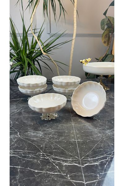 MAY HOME 6 Pieces Silver Soup & Taste & Sherbet Presentation Bowl Pit Plate