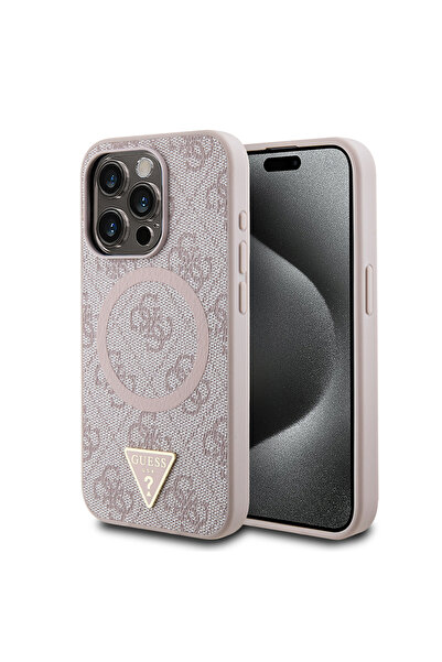 Guess iPhone 15 Pro Max Kılıf Guess  Lisanslı Magsafe Şarj Özellikli PU Üçgen...