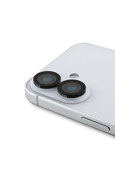 Guess iPhone 16 Uyumlu Guess Lisanslı Metal Kamera Lens Koruyucu Siyah