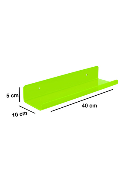 Trend Pleksi Transparan Neon Yeşil Duvar Raf (40cm x 10cm)