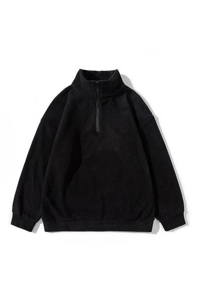 Trendiz Μαύρο φούτερ Unisex με γιακά Fleece 2051