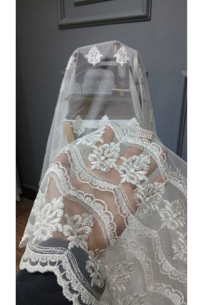 Brillant Skirt Embroidery Spreader Model Style Modern 3 Layers Pleated Tulle Curtain