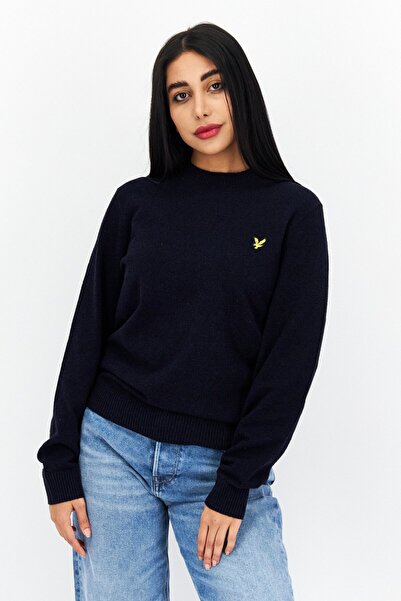 Lyle & Scott Women Crew Neck Brand Logo Sweater, Navy