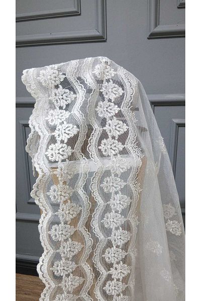 Brillant Skirt Embroidery Spreader Model Style Modern 3 Layers Pleated Tulle Curtain