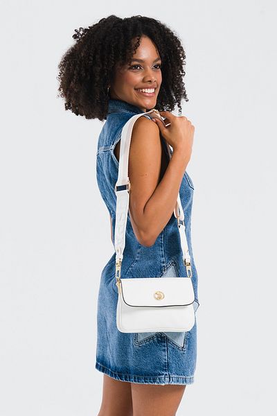 U.S. Polo Assn. Us25135 Geantă de damă albă model Messenger