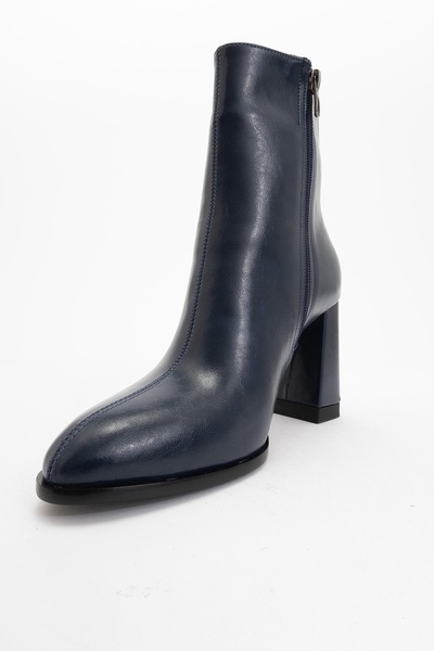 LuviShoes Dámské kozačky na podpatku Jewel Navy Blue Skin