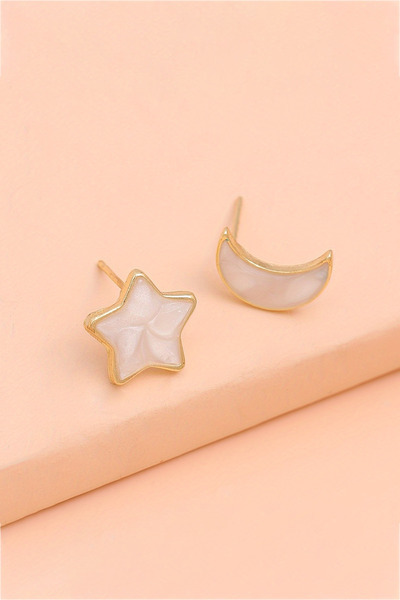 Glaren Moon and Star Gold Color Women's Earrings