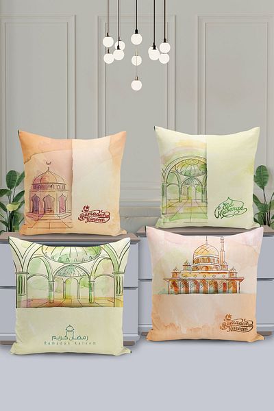 Filamente Set de huse de pernă cu model special Ramadan din 4 piese - imprimate digital pe două fețe