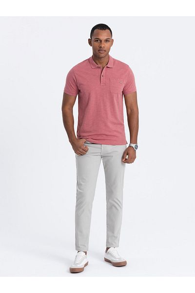 OMBRE Pánské chino kalhoty na míru - šedé V2 OM-PACP-0151 XL