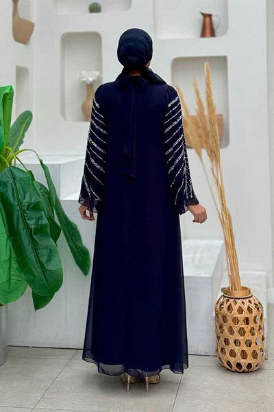 Bym Fashion Navy Blue Evening Dress - Stone Detail, Model 3915