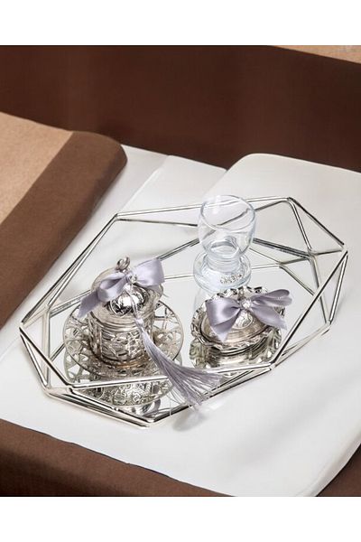 CyzHome Elation Prism Silver Promise Coffee Tray