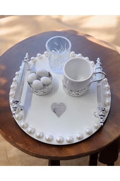 CyzHome Silver Promise Coffee Tray with Freya Pearls