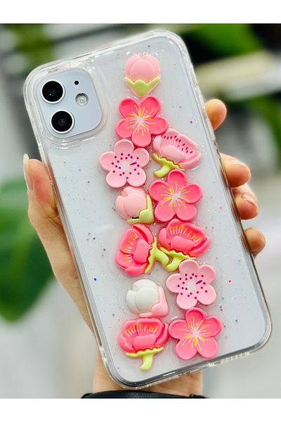 Go Aksesuar جراب سيليكون مرن بتصميم لعبة الزهرة الوردية متوافق مع هاتف iPhone 11