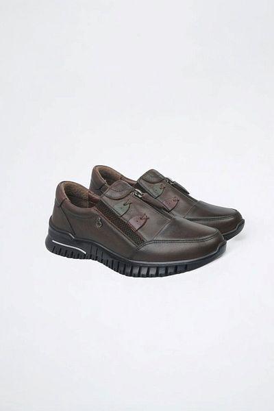By Yağlıoğlu Genuine Leather Orthopedic Flexible Sole Ornamental Zippered Casual Women's Shoes