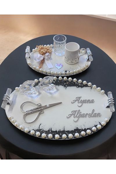 CyzHome Jubilation Promise Engagement Tray with Silver Pearls