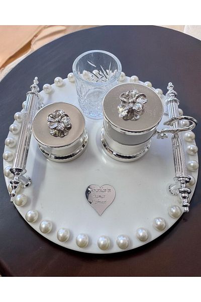 CyzHome Silver Promise Coffee Tray with Freya Pearls