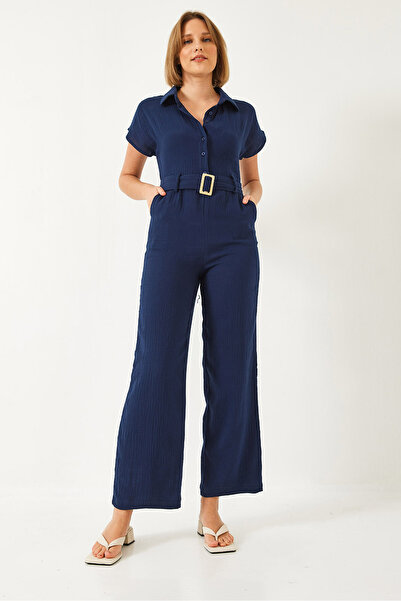 Bianco Lucci Women's Premium Belted Muslin Jumpsuit 90020 60271029