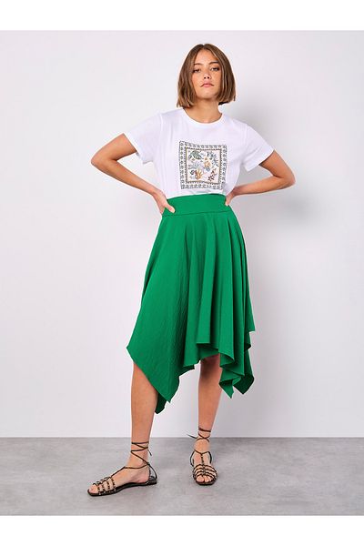 Apricot Midirock mit Hanky-Saum und Gürtel
