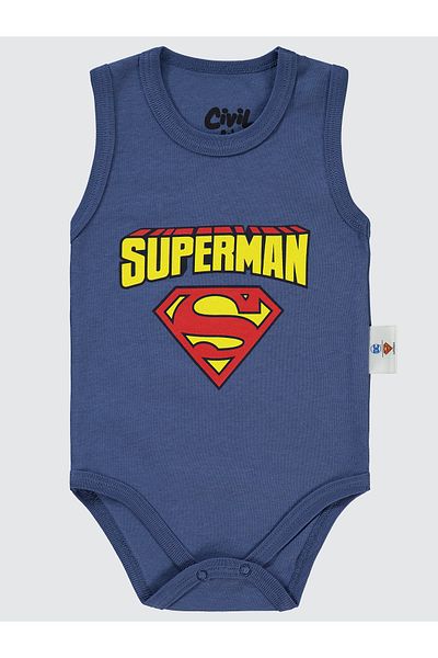 Superman 1-18 Months Indigo Baby Boy Snap Badi