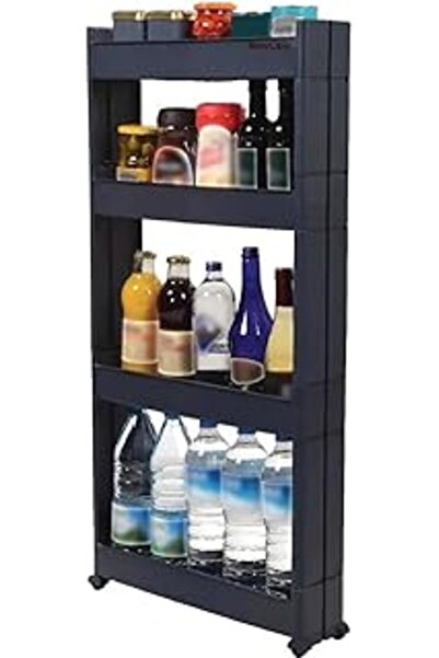 Genel Markalar 4 Katlı Tekerlekli Organizer - Bölünebilen Slim Mutfak Rafı - ...