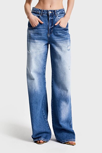 its basic Blugi albaștri Baggy Fit Skater - 10S5-4, 100% denim Koton